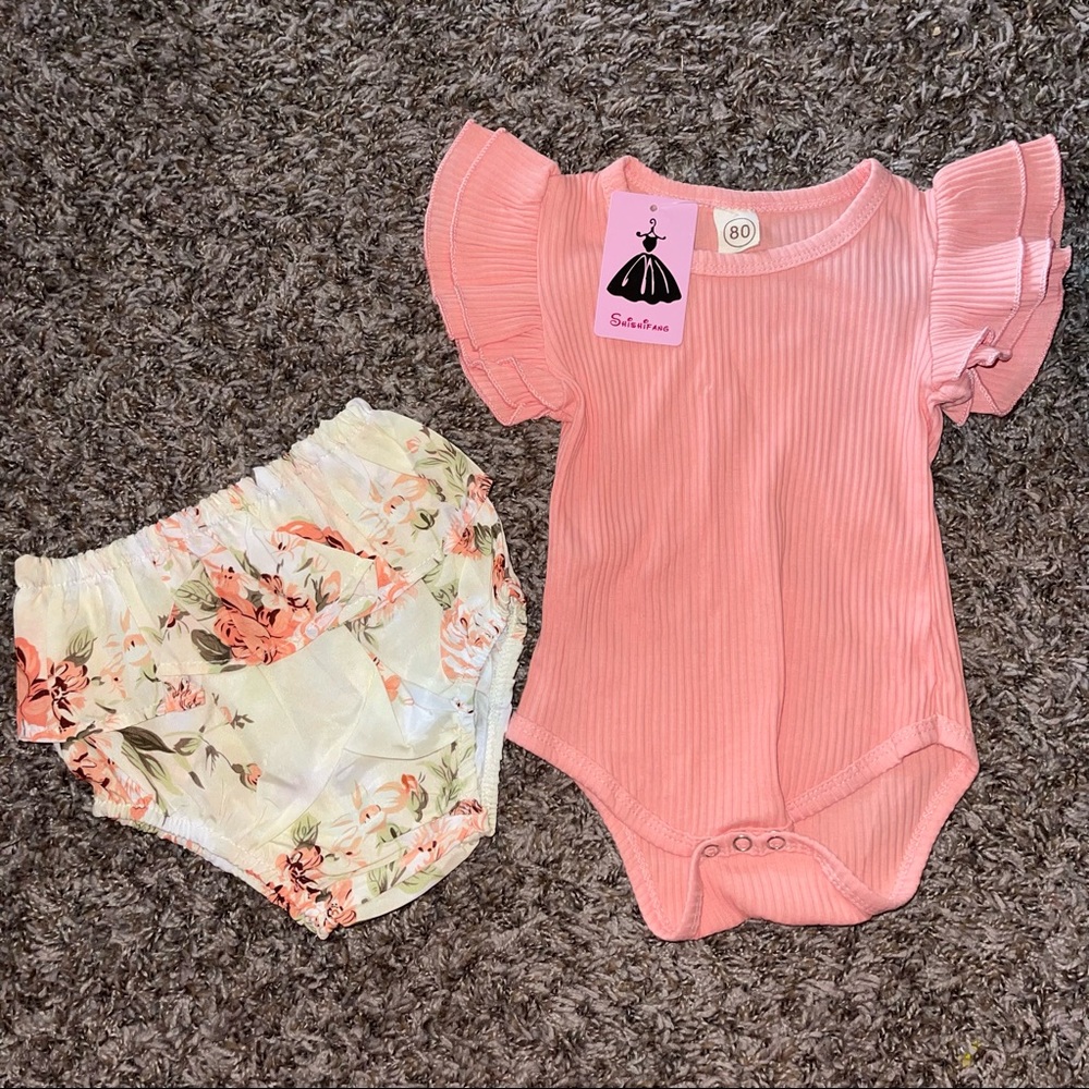 Shishifang Floral Ruffle Sleeve Set